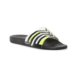 DAN WARD Mens Black Striped Round Toe Platform Slip On Slide Sandals 45